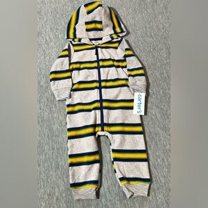 Carter’s boys long sleeve fleece‎ zip up hoodie romper baby kids 9 months new